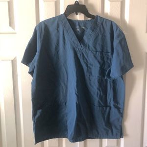 Pandamed blue v-neck scrub top size L